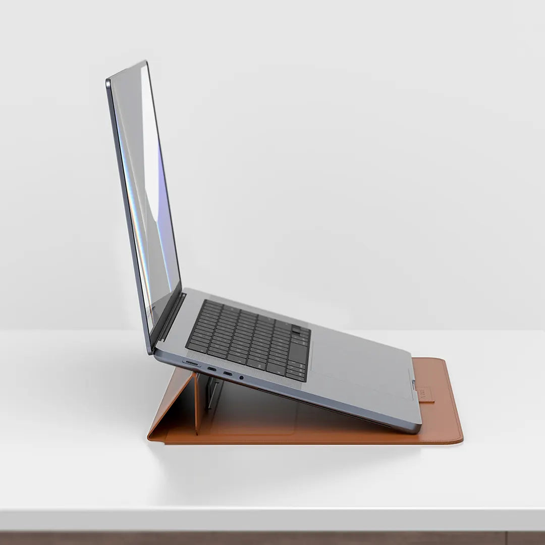 ZIKE Vegan Leather Laptop Sleeve for MacBook Air/Pro 13-14''/15-16'' with Invisible Stand Z595