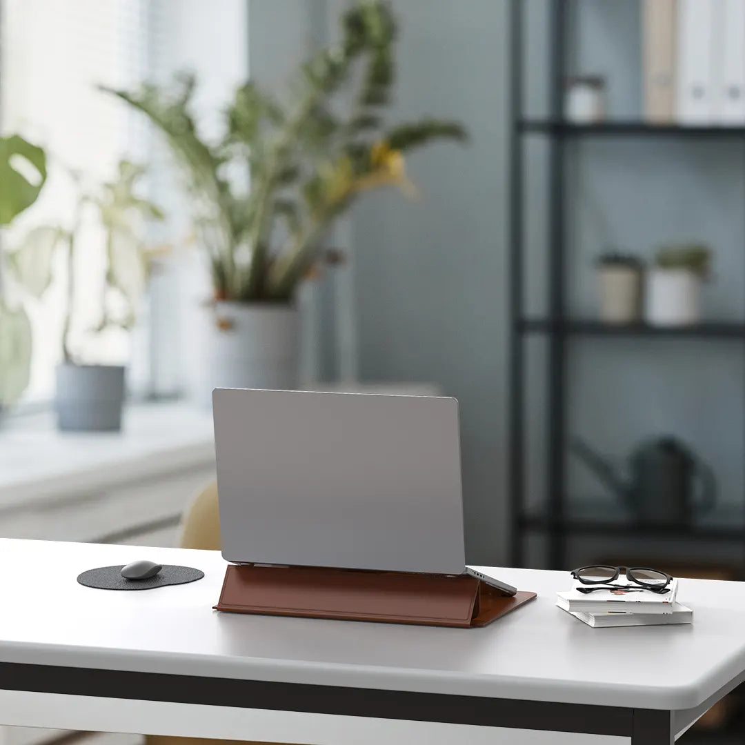 ZIKE Vegan Leather Laptop Sleeve for MacBook Air/Pro 13-14''/15-16'' with Invisible Stand Z595