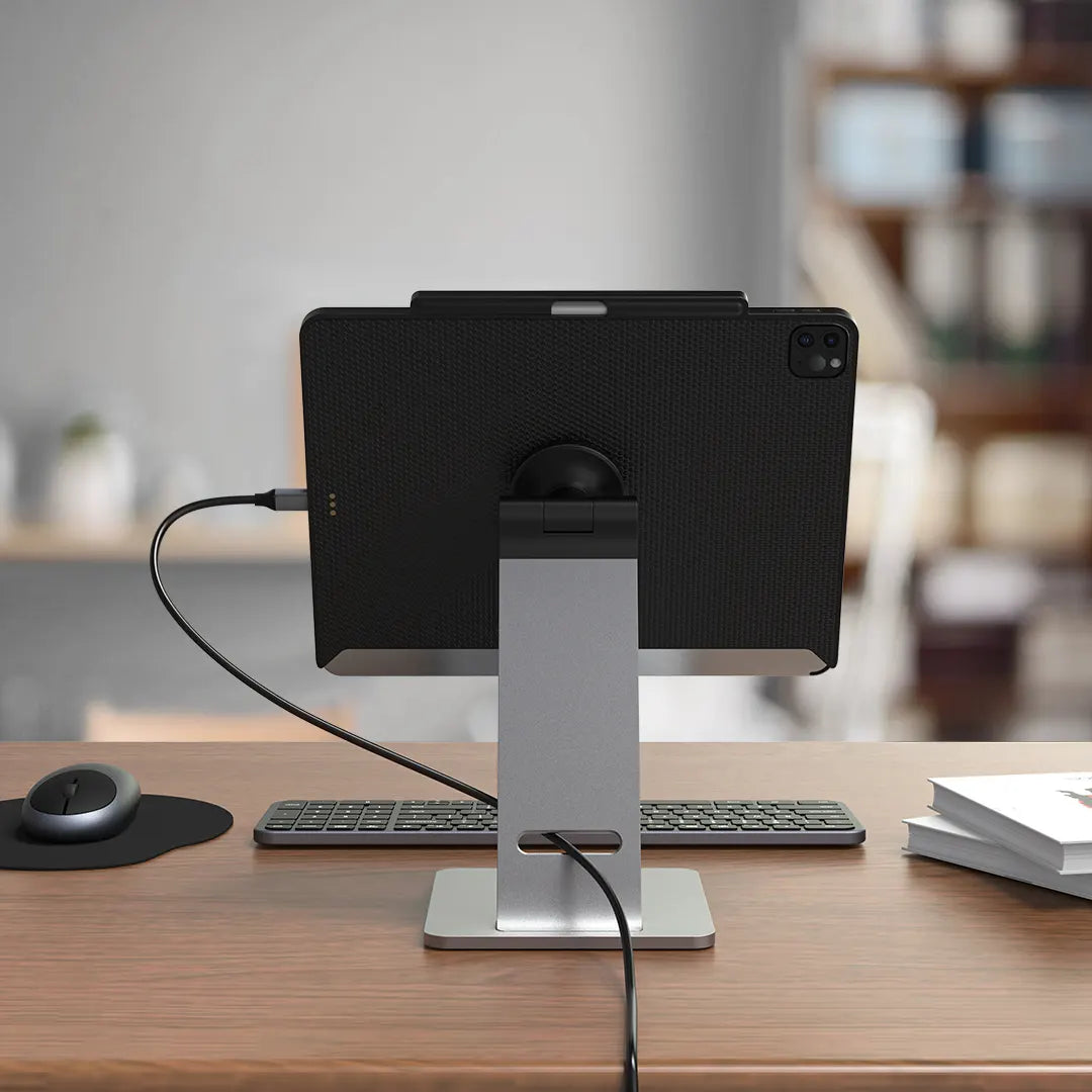 Using the ZIKE Desktop Magnetic Stand for iPad iPhone ZK09 will reduce tangled mess
