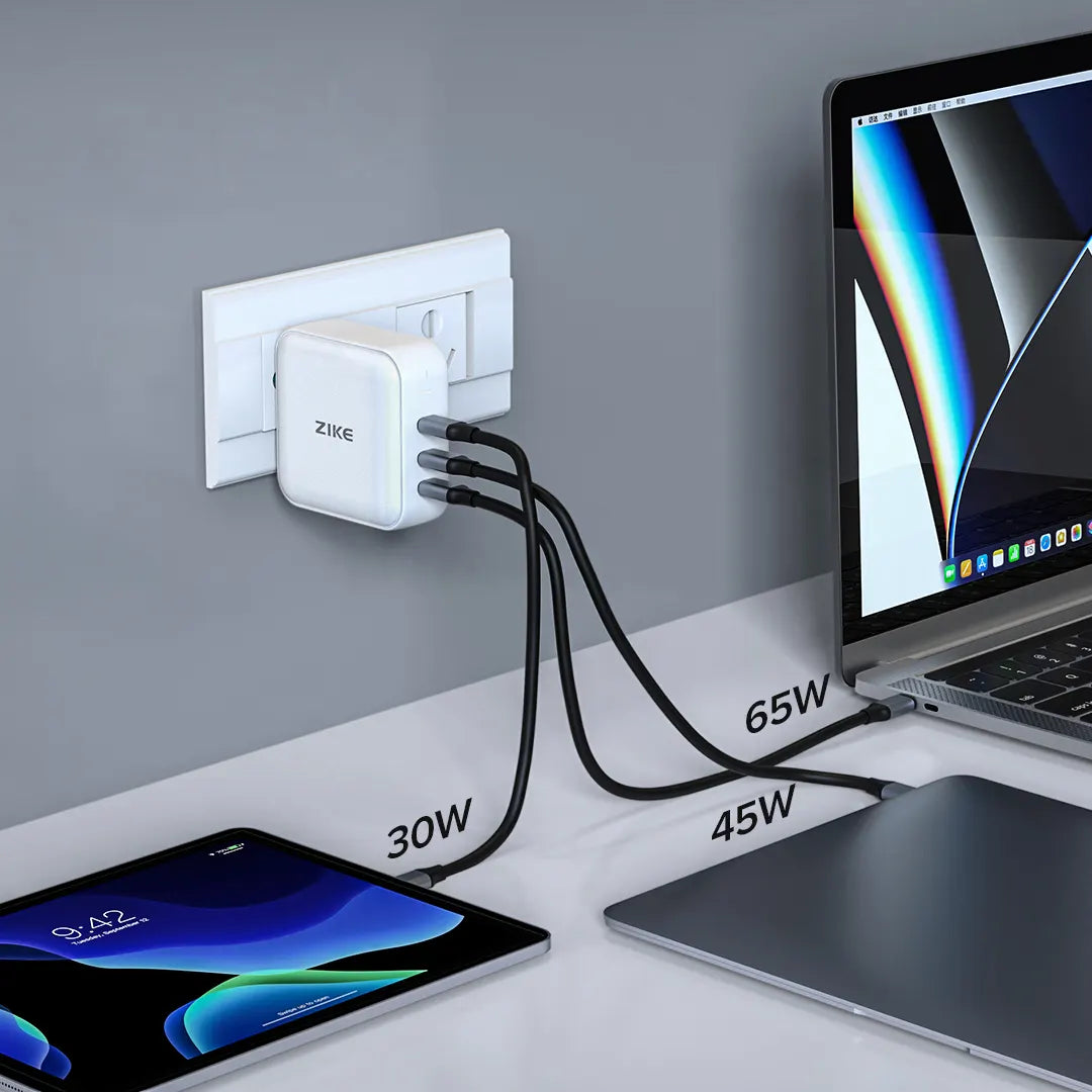ZIKE 140W GaN PD3.1 USB C Charger Power 3 Devices at Once