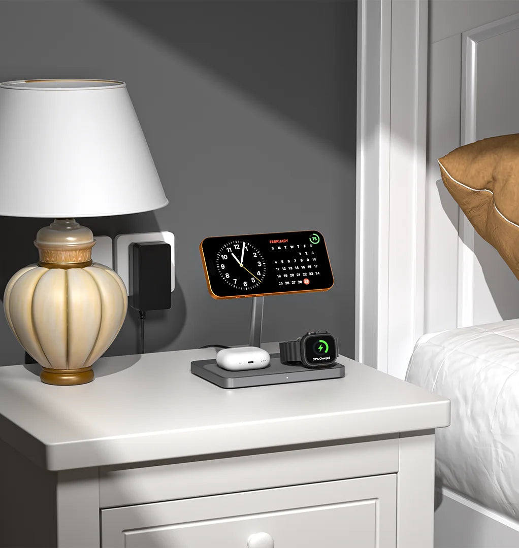 ZIKE Qi2 3-in-1 Magnetic Wireless Charging Stand Z557C charges 3 devices simultaneously