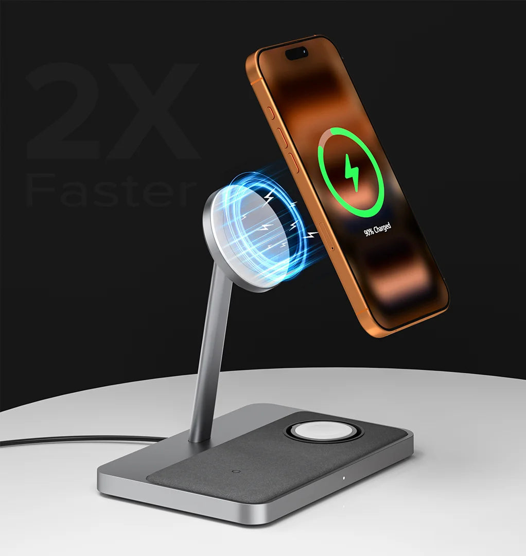 ZIKE Qi2 3-in-1 Magnetic Wireless Charging Stand Z557C uses Qi2 15W fast charging