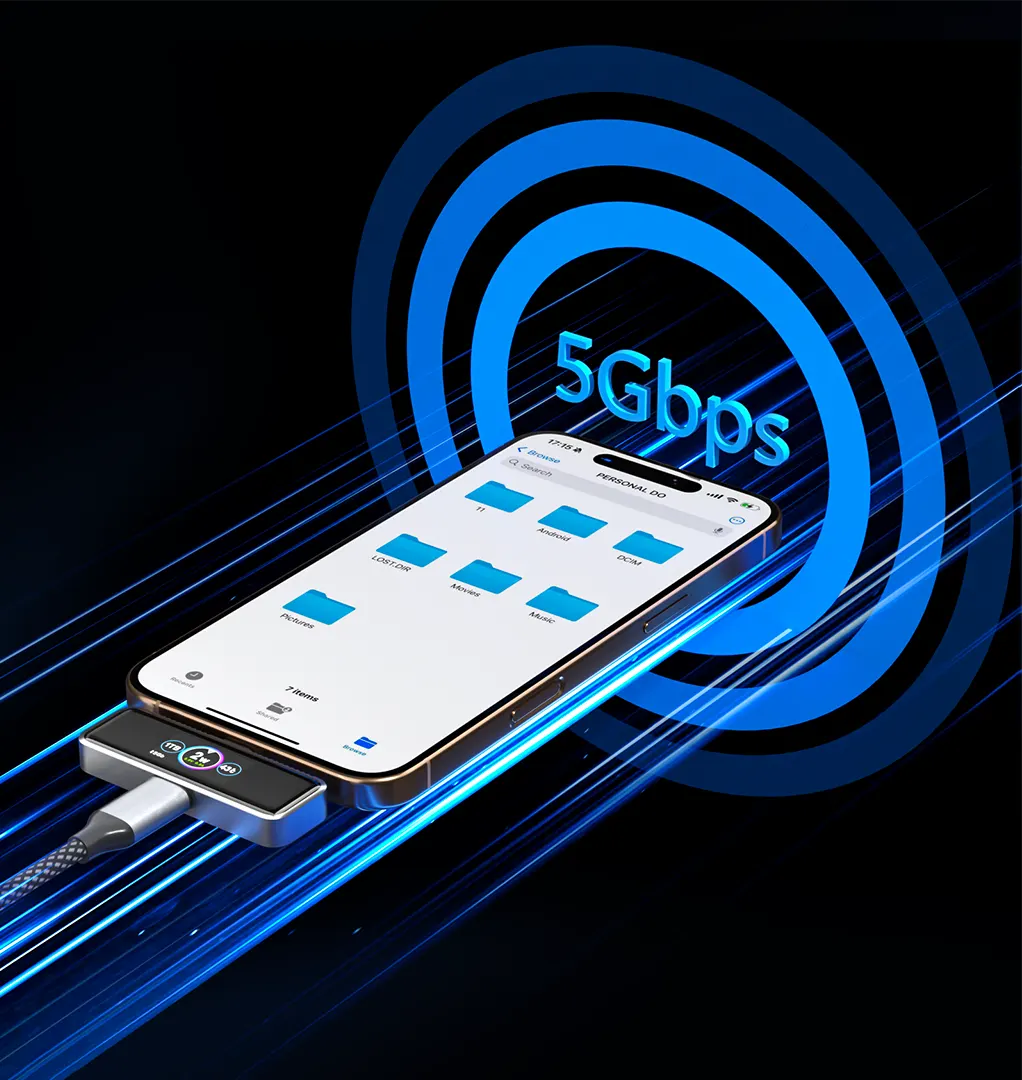 ZIKE USB-C Magnetic Extended Storage for iPhone 16/15 Series Z791A has 5Gbps high speed transfer rate
