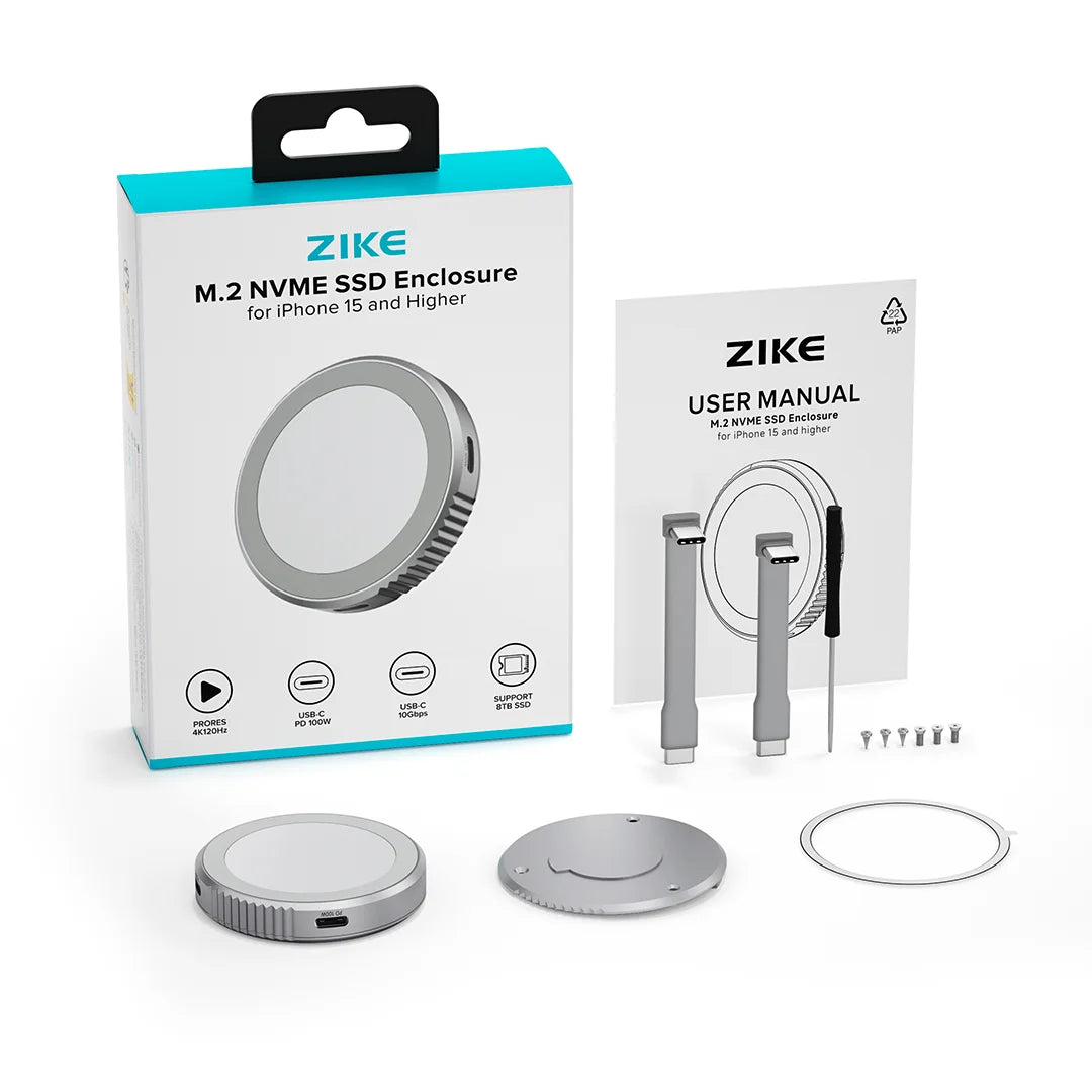 ZIKE Z850 USB-C Magnetic M.2 2230 NVMe SSD Enclosure for iPhone 17/16/15