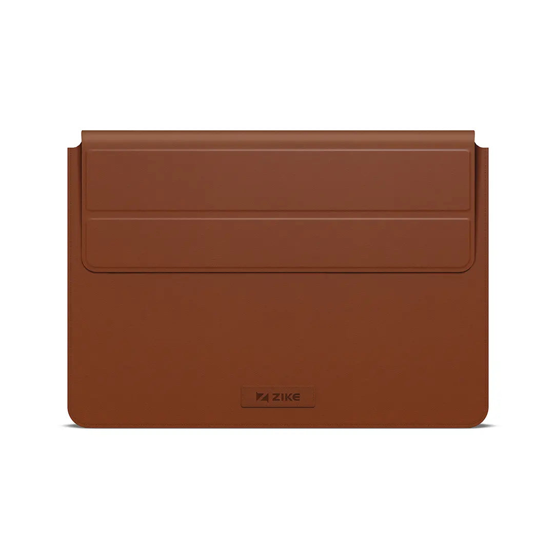 ZIKE Vegan Leather Laptop Sleeve for MacBook Air/Pro 13-14''/15-16'' with Invisible Stand Z595 brown