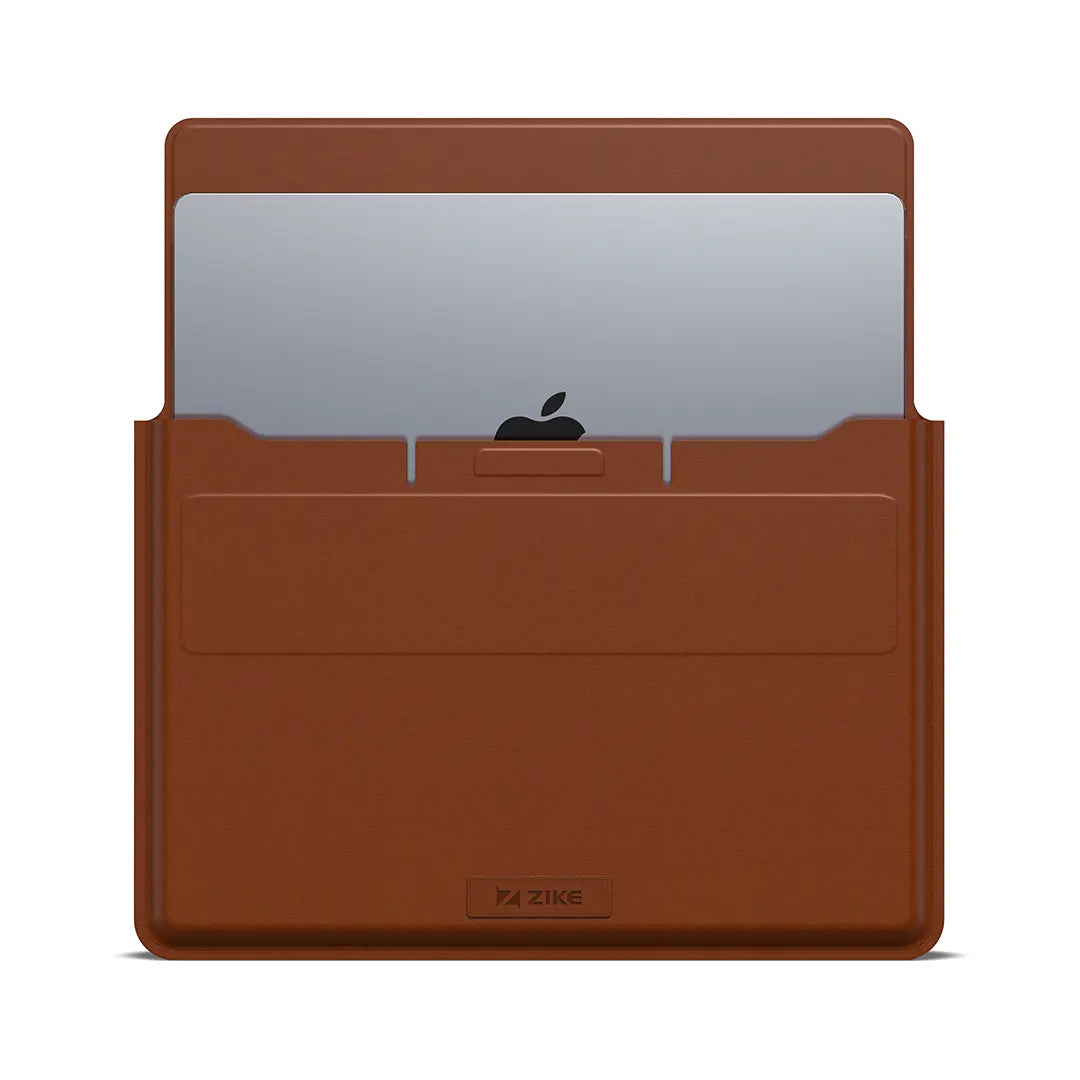ZIKE Vegan Leather Laptop Sleeve for MacBook Air/Pro 13-14''/15-16'' with Invisible Stand Z595 brown