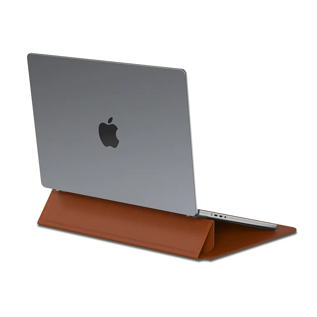 ZIKE Vegan Leather Laptop Sleeve for MacBook Air/Pro 13-14''/15-16'' with Invisible Stand Z595 brown