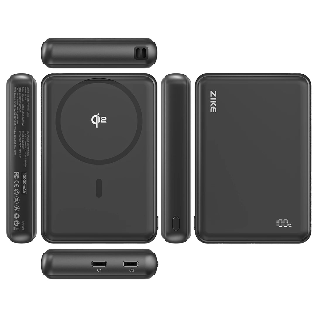 ZIKE Z1052A Solid-State MagSafe Power Bank 10000mAh Black for iPhone 15/16