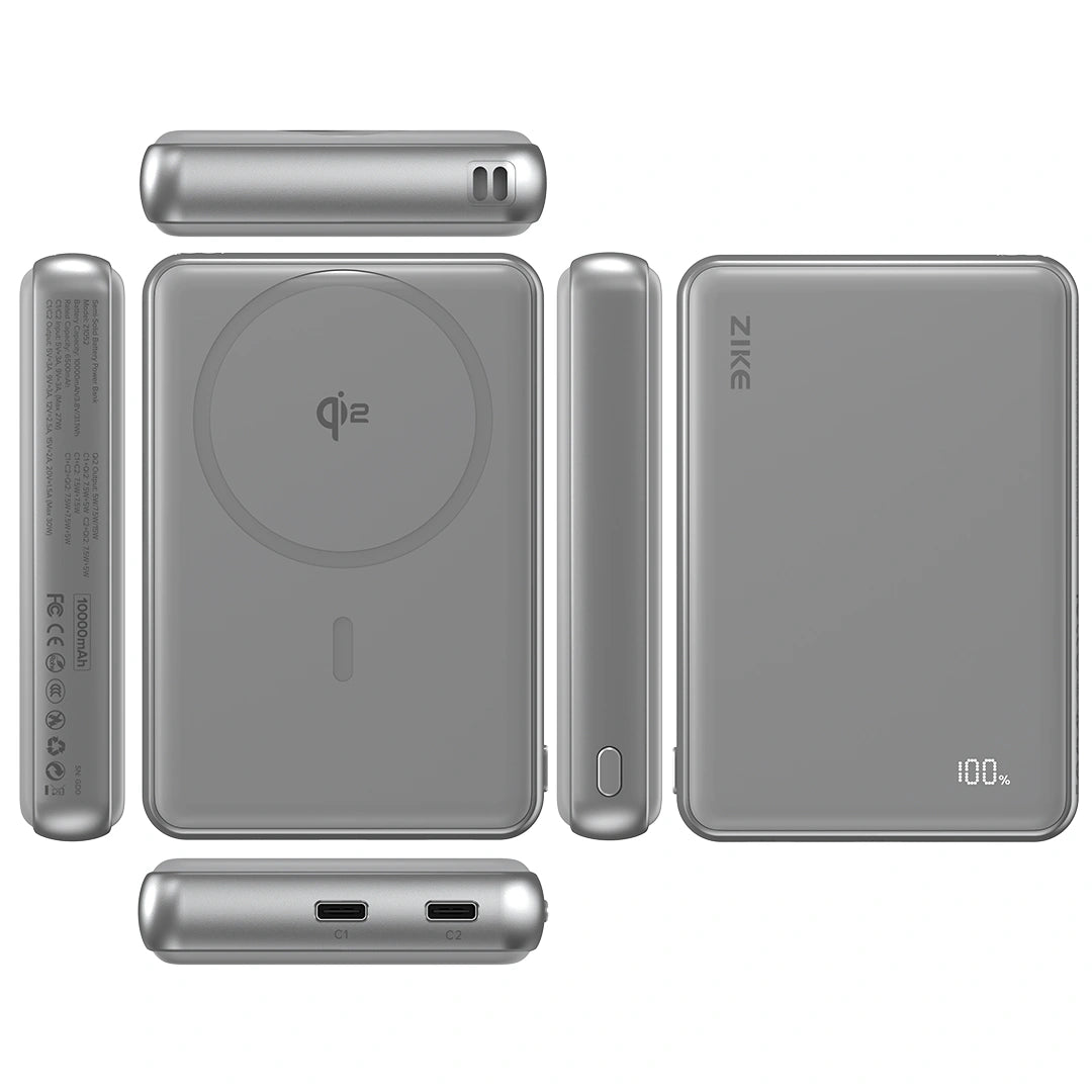 ZIKE Z1052A Solid-State MagSafe Power Bank 10000mAh Gray for iPhone 15/16