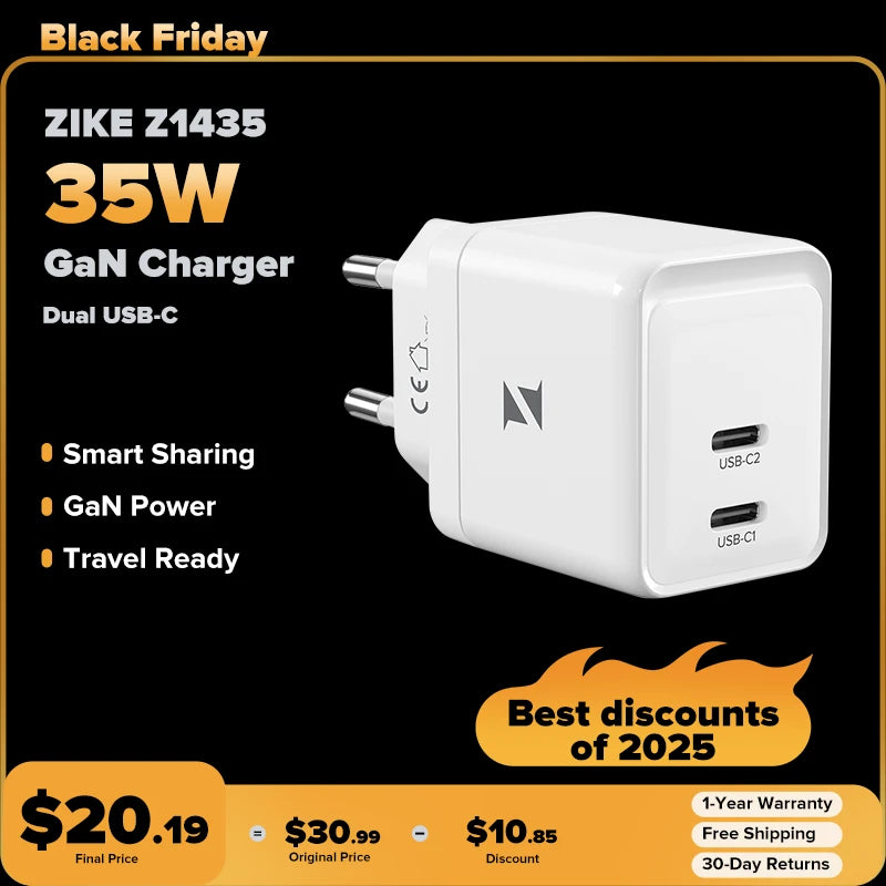 ZIKE 35W GaN Dual USB C Ladegerät Z1435