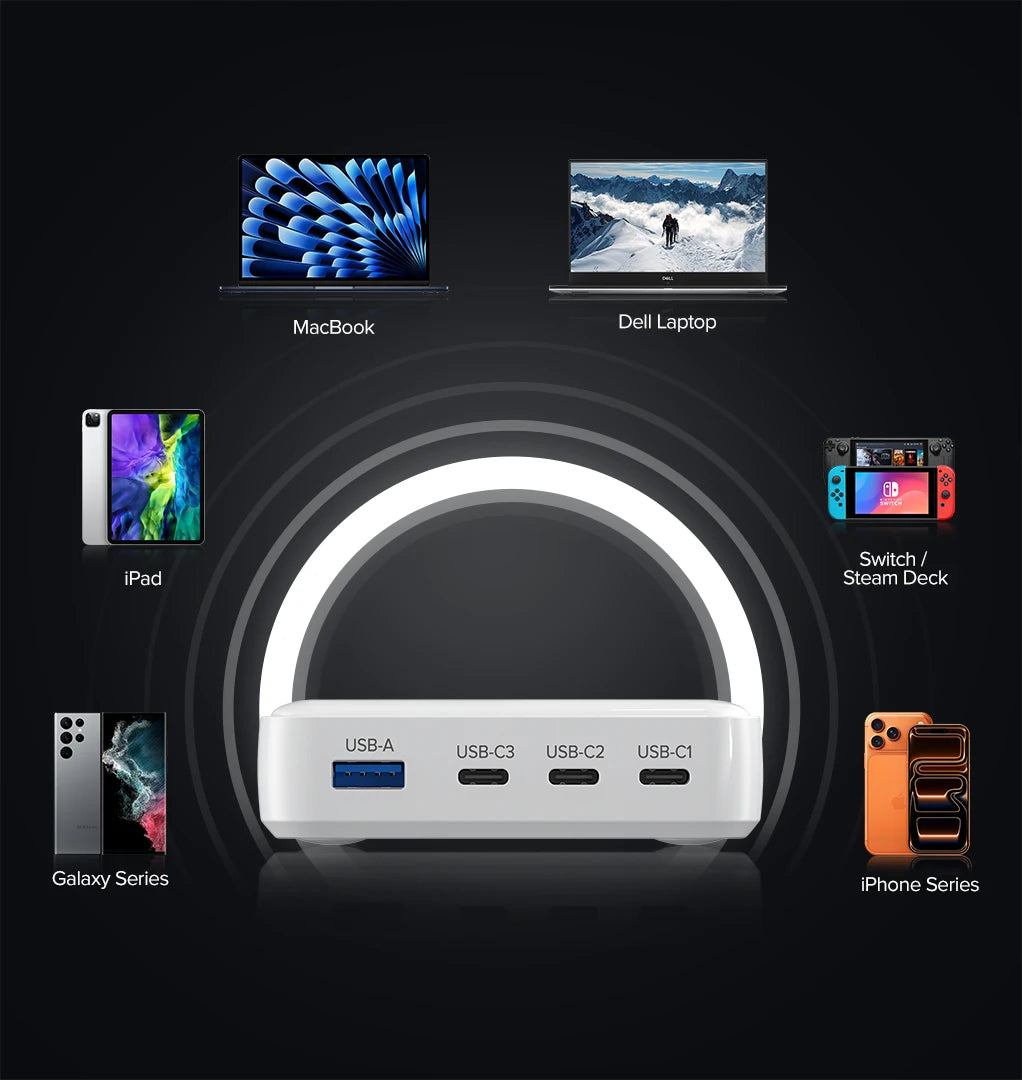 ZIKE Z1810 100W 4 port GaN desktop charger is compatible with multiple fast charging protocols