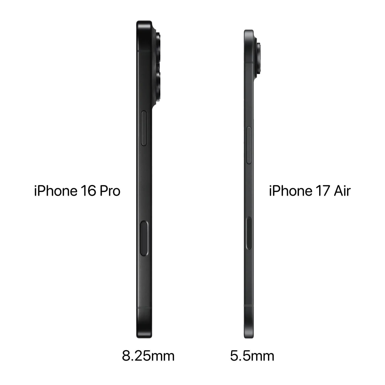 iPhone 17 Air thin design at 5.5mm thickness.