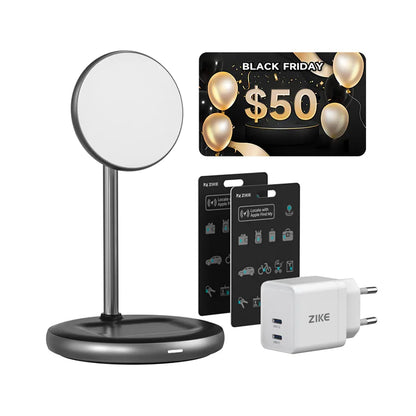 (Bundle) ZIKE 2-in-1 Wireless Charger + Tracking Card*2 + 35W GaN Charger 3 Pack Free Gift Card $50