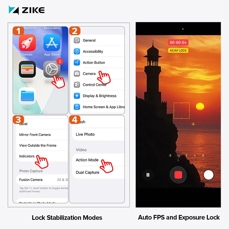 Open your iPhone settings and use the image stabilization mode for stable shooting.