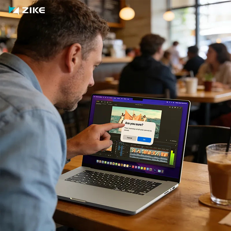 When you're halfway through editing, the built-in storage space suddenly runs out.