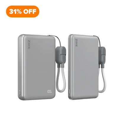 （Bundle Pack）ZIKE Z1052 Solid-State Qi2 15W Power Bank 10000mAh +Solid-State Power Bank 5000mAh