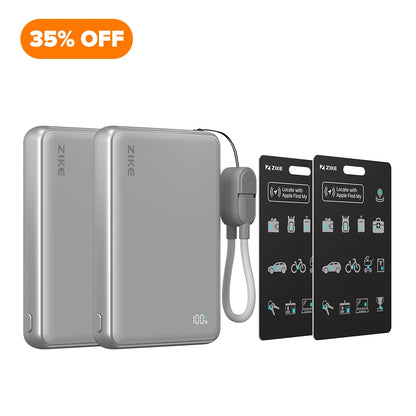 （Bundle Pack）ZIKE Z006 Smart Tracking Card +  Solid-State Power Bank 10000mAh 2 PCS