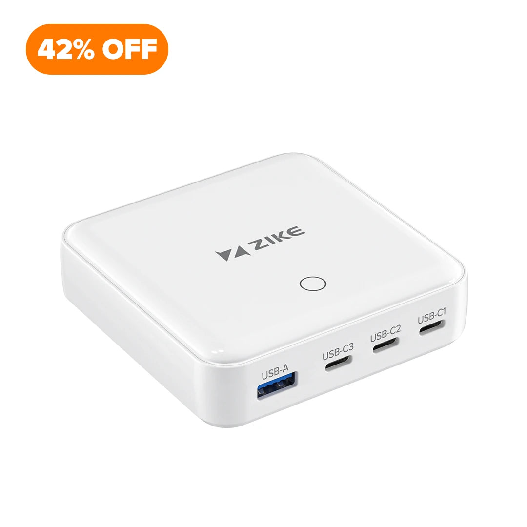 ZIKE Z1810 100W GaN USB-C Charger 4-Port Desktop Charging Station
