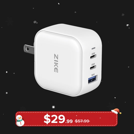 ZIKE Z265B 66W GaN USB-C 3 Ports Wall Charger