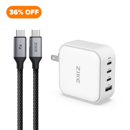 (Bundle) ZIKE 100W GaN Charge + 1.5m 100W Cable 2 Pack