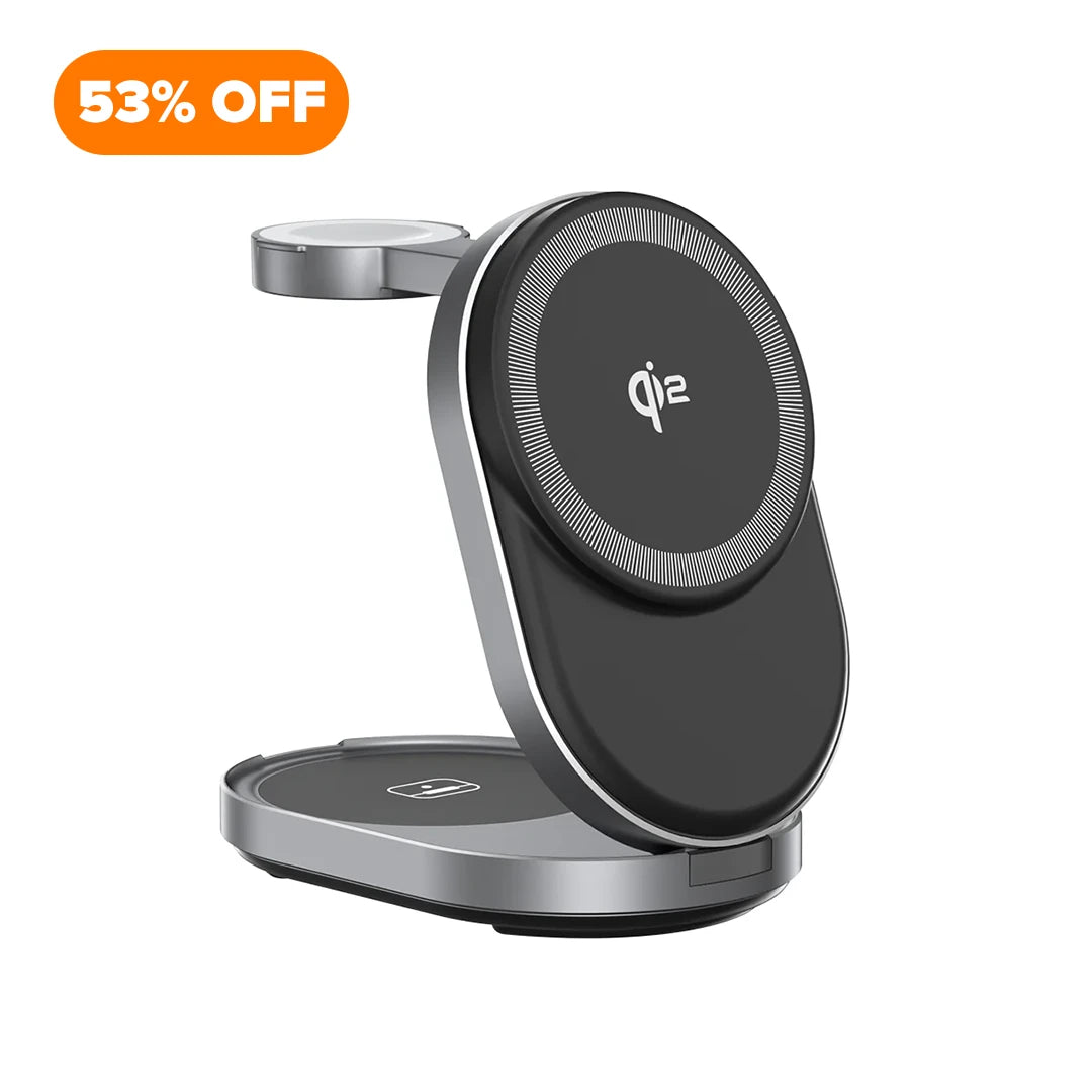 ZIKE Z855 3‑in‑1 Qi2 Magnetic Foldable Wireless Charger – 15W Fast Charging for iPhone & More