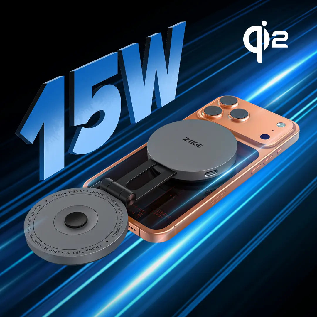 ZIKE 15W Qi2 Magnetic Wireless Charging Phone Holder charging power up to 15W