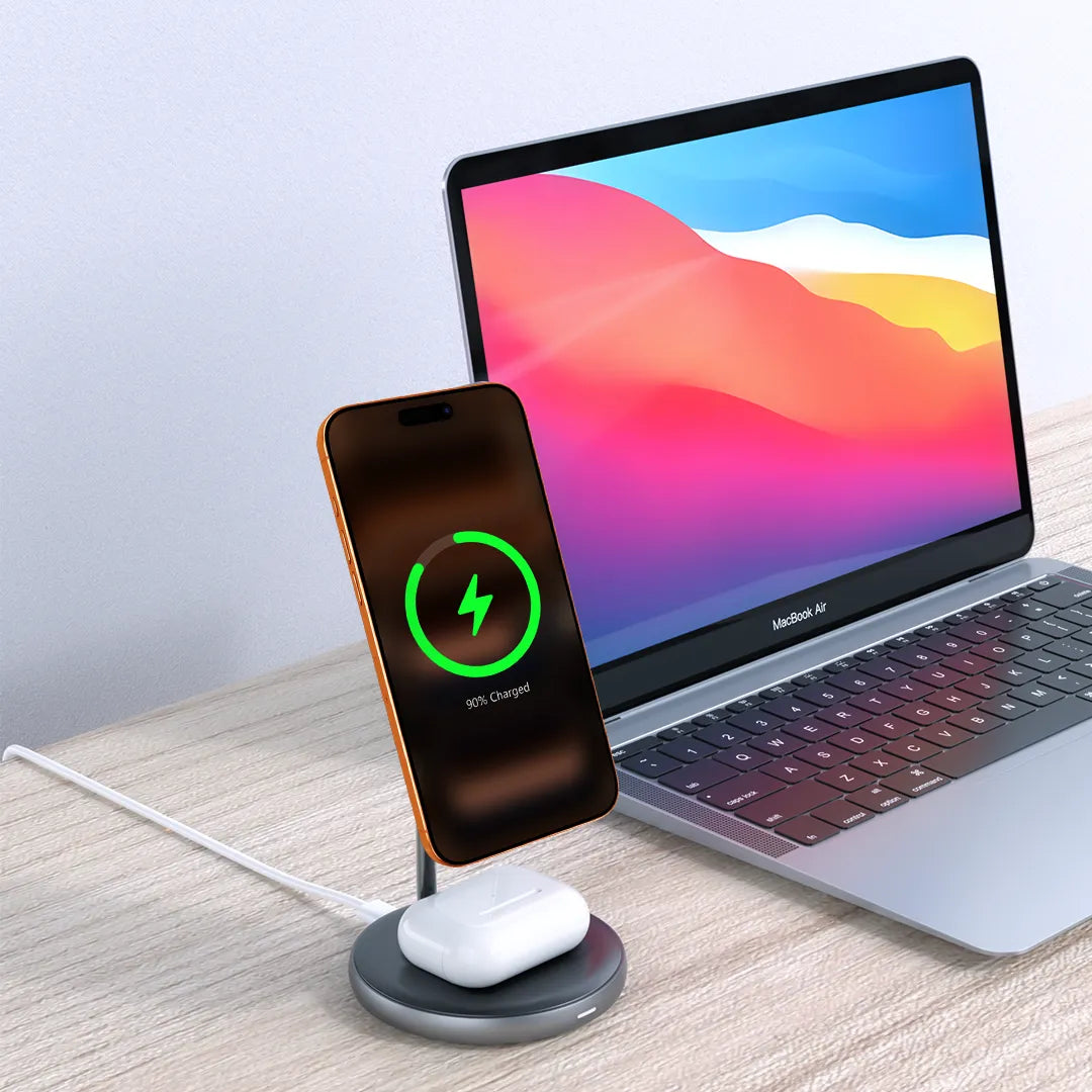 ZIKE 2-in-1 Magnetic Wireless Charger Up to 15W Fast Charging
