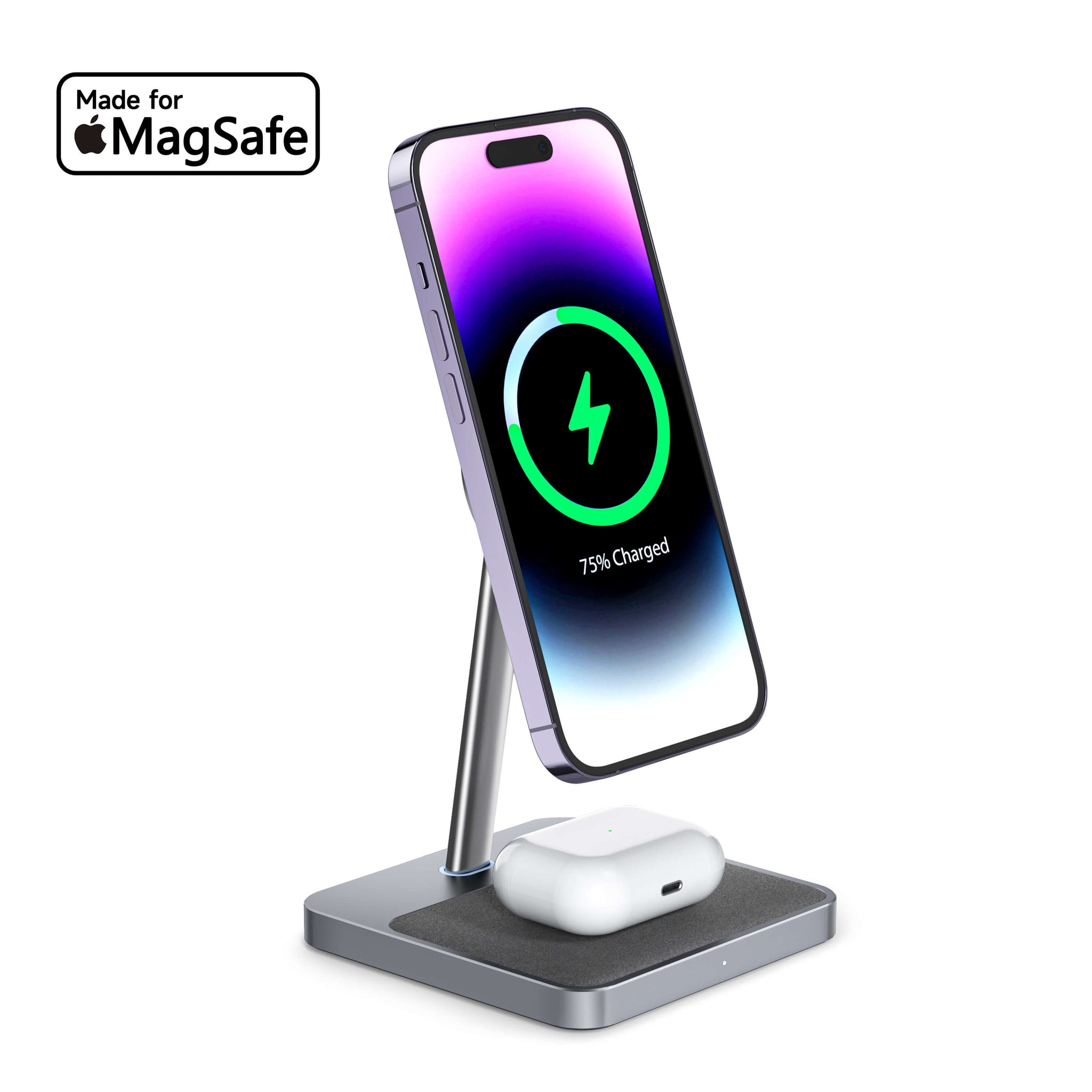 Zike 2-in-1 Charger with MagSafe - 15W Wireless Charger with Cooling, Fast Charging, for iPhone 15/14/13/12, AirPods Pro with Standby Mode