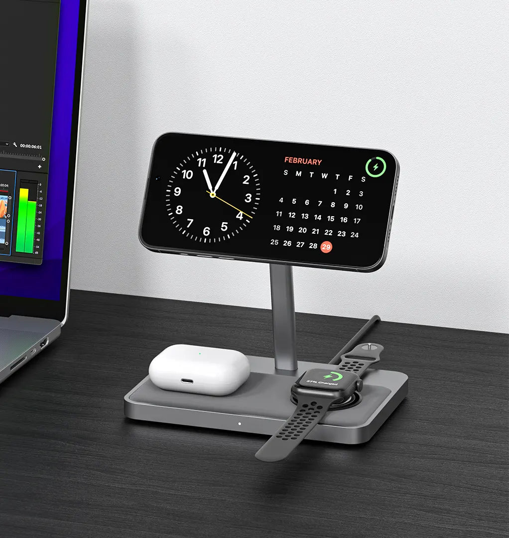 ZIKE 3-in-1 MFi QI2 Magnetic Wireless Charging Stand Z557C supports standby mode