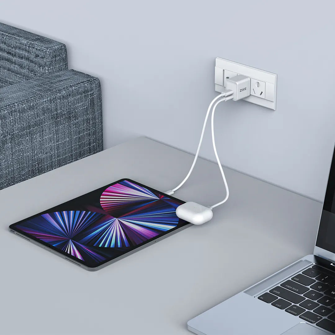 ZIKE 35W GaN Dual USB C Charger for fast charging of iPhone and AirPods