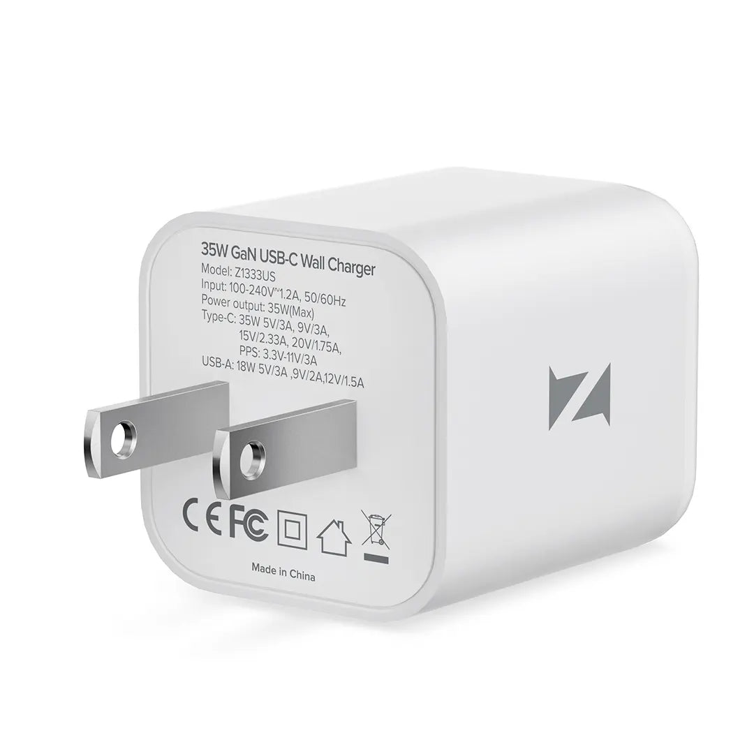 ZIKE 35W GaN USB C + USB A Dual-Port Wall Charger Z1333