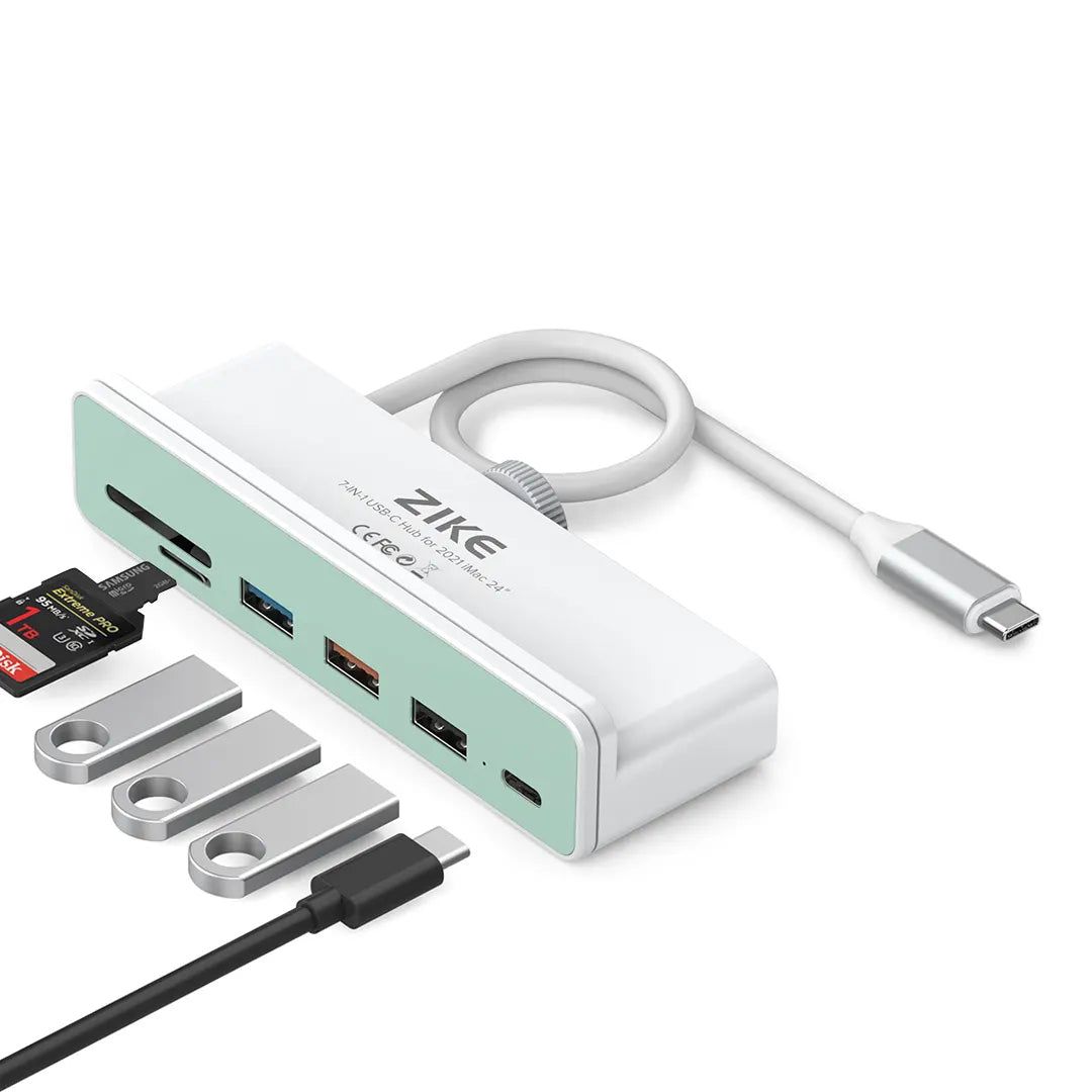 ZIKE 7-in-1 USB C Hub for 2021 iMac 24" Z34A7