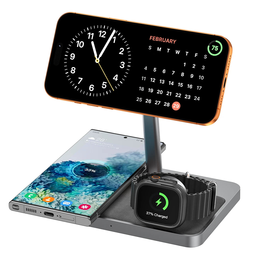 ZIKE Z557C 3-in-1 Qi2 & MFW Magnetic Wireless Charging Stand