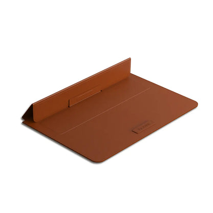 ZIKE Vegan Leather Laptop Sleeve for MacBook Air/Pro 13-14''/15-16'' with Invisible Stand Z595 brown 