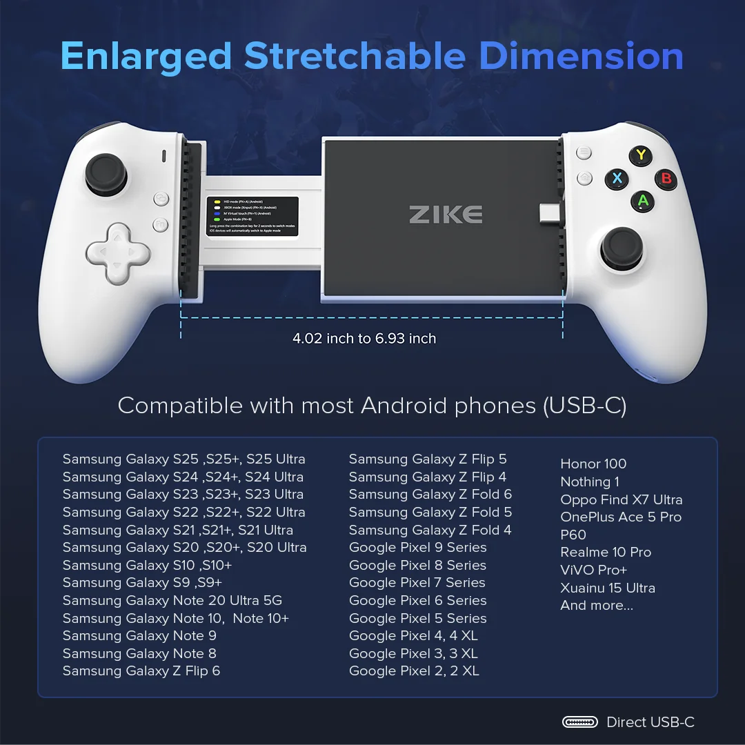 ZIKE Z331 USB-C Mobile Gaming Controller for Android and iPhone 17 ZIKE Z331 USB-C Mobile Gaming Controller for Android and iPhone 17
