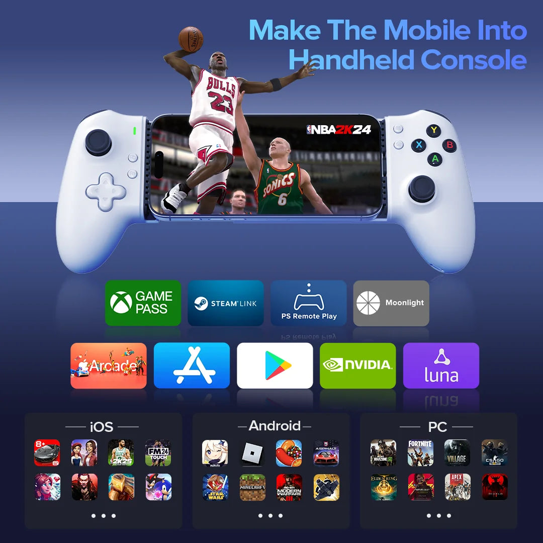 ZIKE Z331 USB-C Mobile Gaming Controller for Android and iPhone 16/15 Series supports most games