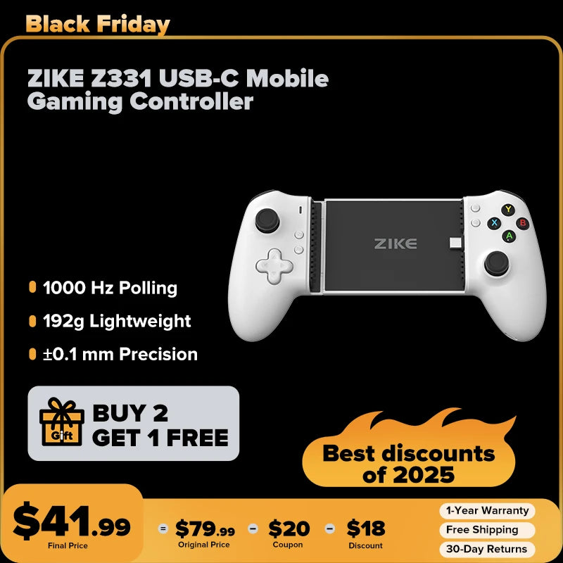 ZIKE Z331 USB-C Mobile Gaming Controller for Android and iPhone 17/16/15 Series