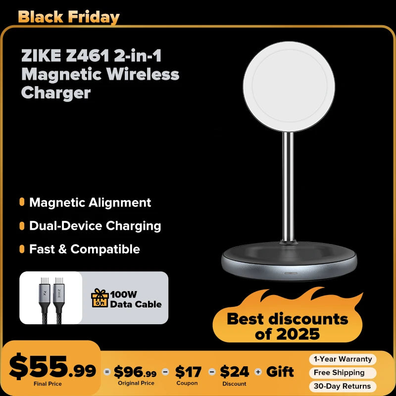 ZIKE 2-in-1 magnetisches kabelloses Ladegerät Z461 