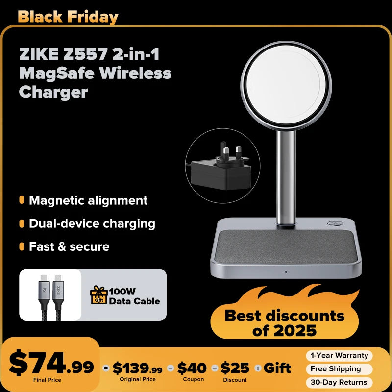 ZIKE 2-in-1 MagSafe Kabelloses Ladegerät Z557 