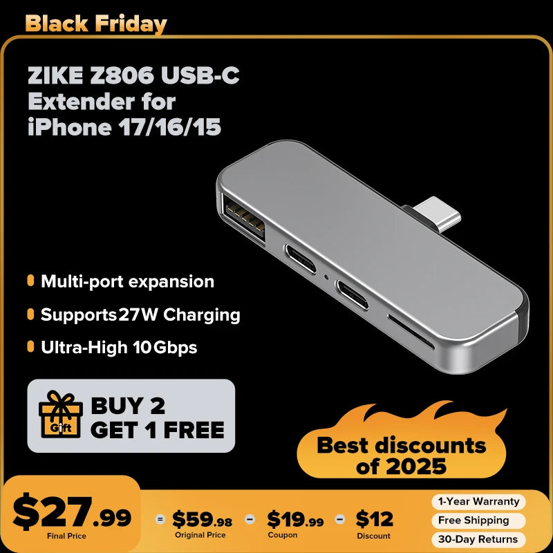 ZIKE Z806 USB-C Extender for iPhone 17/16/15