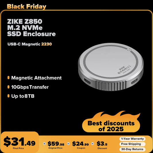 ZIKE Z850 USB-C Magnetic M.2 2230 NVMe SSD Enclosure for iPhone 17/16/15