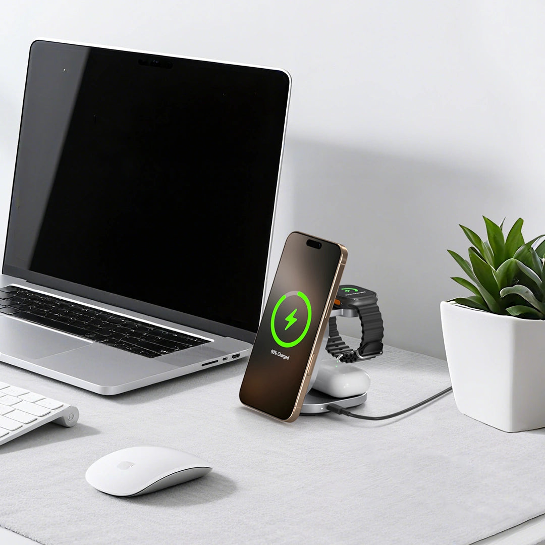 ZIKE Z855 3‑in‑1 Qi2 Magnetic Foldable Wireless Charger – 15W Fast Charging for iPhone & More