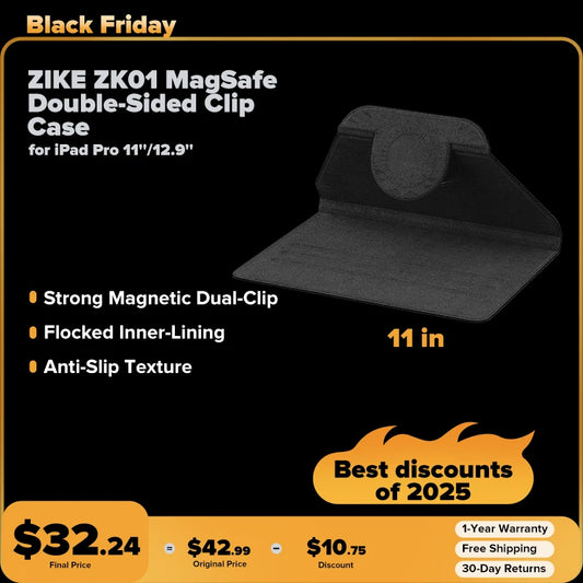 ZIKE ZK01 MagSafe Magnetic Double-Sided Clip Case for iPad Pro 11''/12.9''