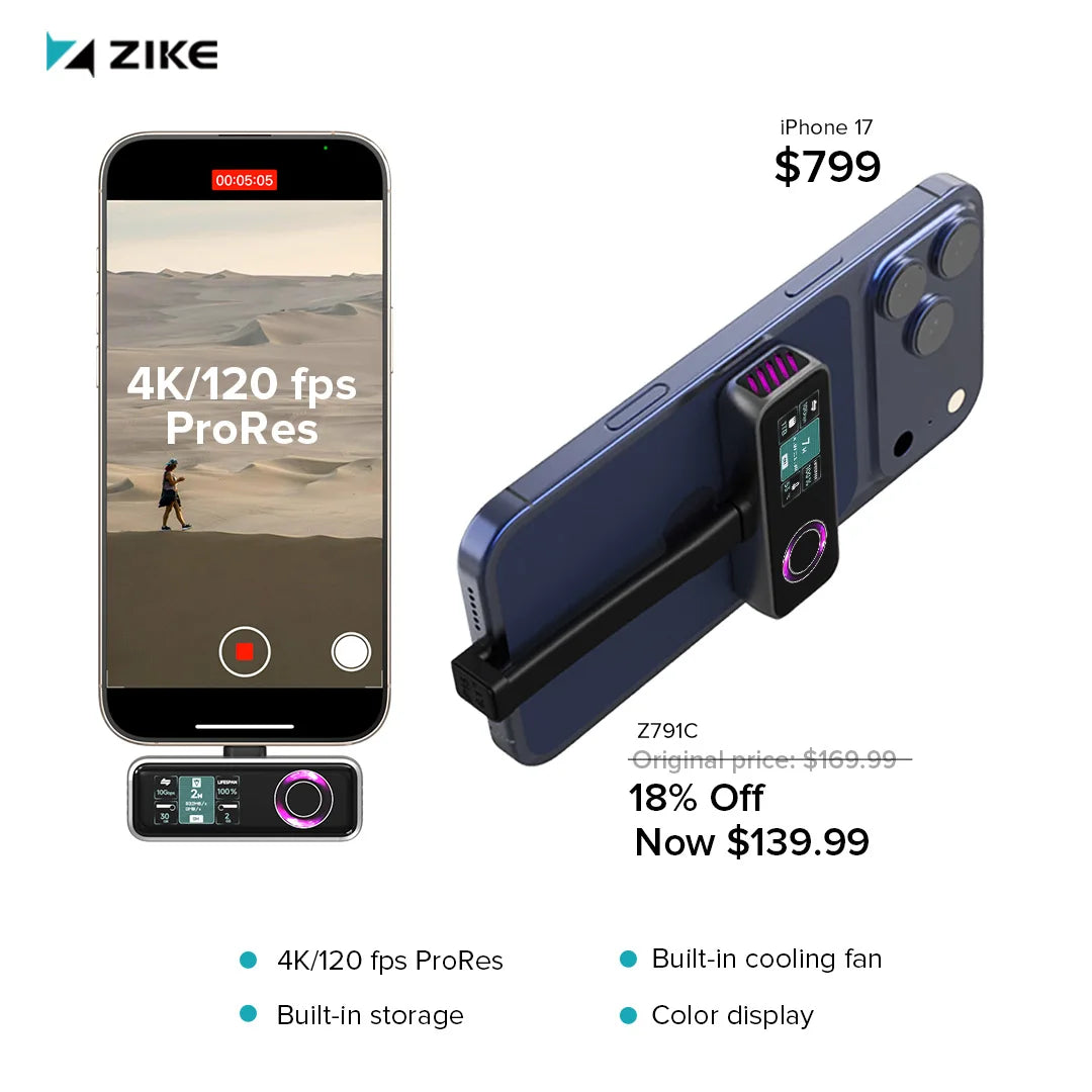 ZIKE's Z791C is compatible with iPhone 17, helping you expand memory and shoot more professional ProRe videos.