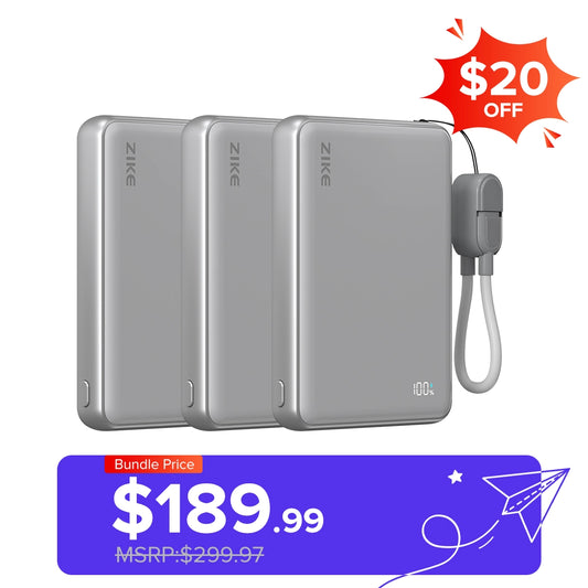 （Bundle Pack）ZIKE Z1052 Solid-State Qi2 15W Power Bank 10000mAh 3 PCS