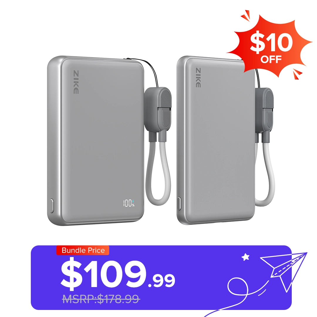 （Bundle Pack）ZIKE Z1052 Solid-State Qi2 15W Power Bank 10000mAh +Solid-State Power Bank 5000mAh