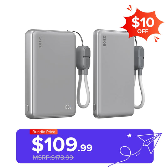 （Bundle Pack）ZIKE Z1052 Solid-State Qi2 15W Power Bank 10000mAh +Solid-State Power Bank 5000mAh