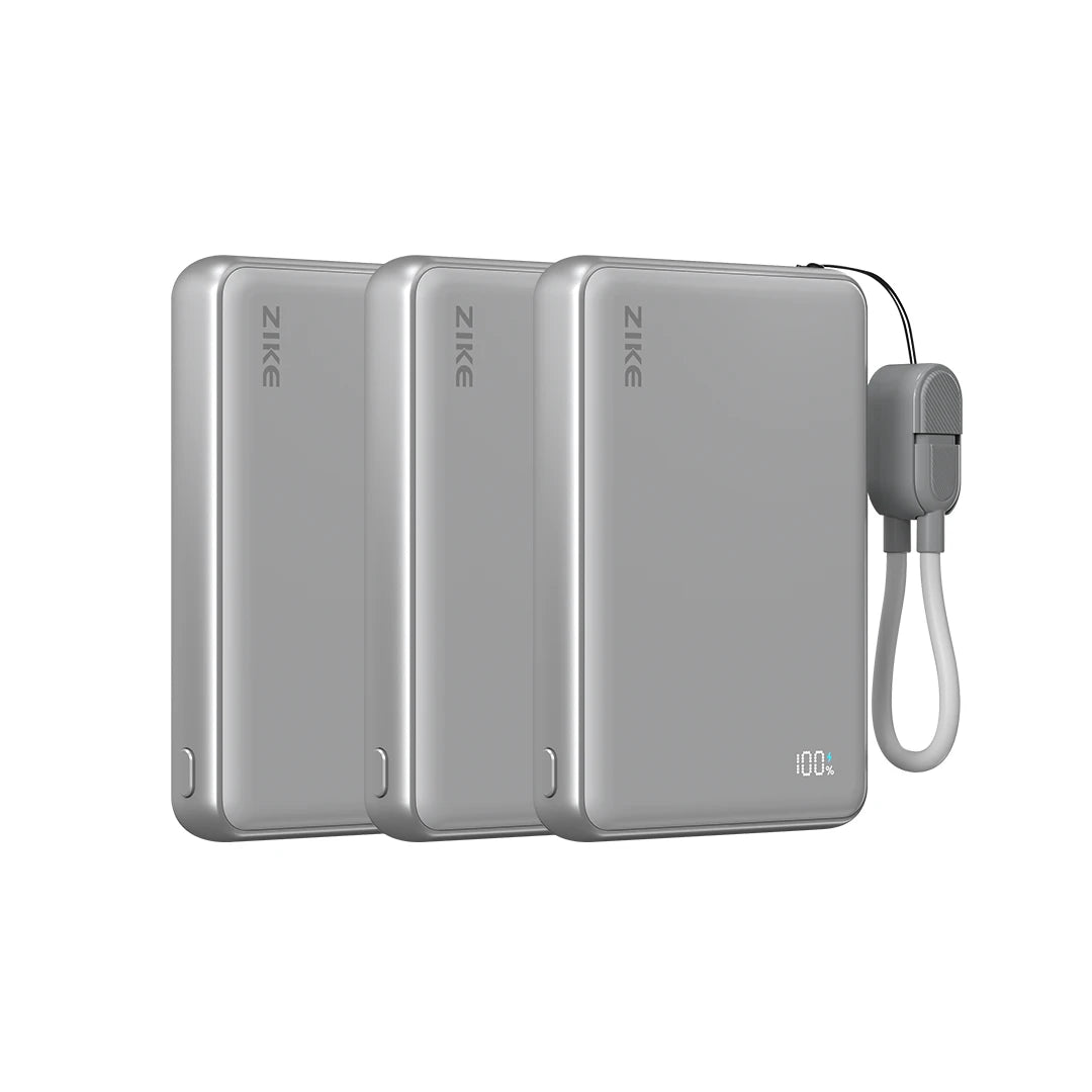 (Lot de 3) ZIKE Z1052 Power Bank Qi2 15W à semi-conducteurs 10000mAh