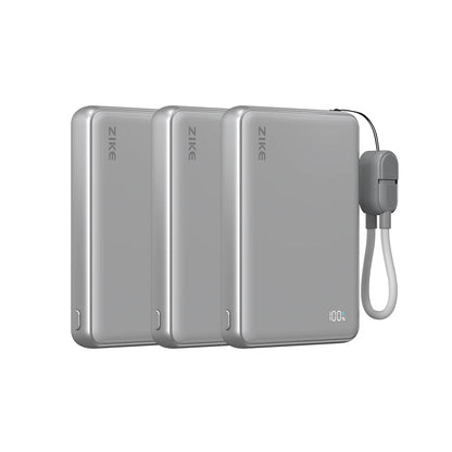 (Lot de 3) ZIKE Z1052 Power Bank Qi2 15W à semi-conducteurs 10000mAh
