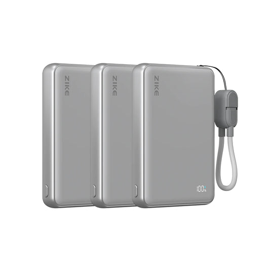 (Lot de 3) ZIKE Z1052 Power Bank Qi2 15W à semi-conducteurs 10000mAh
